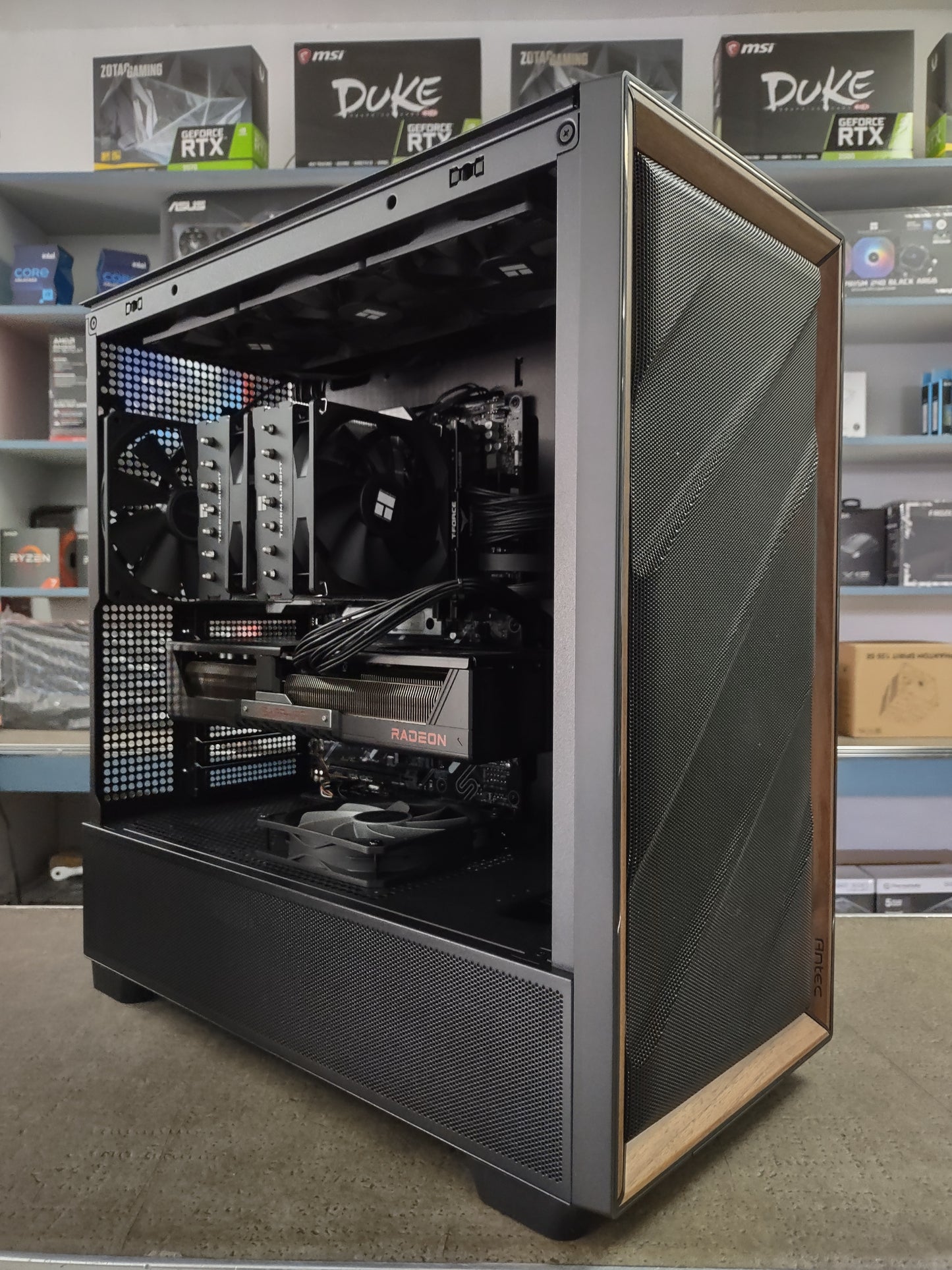 MysteryByte Enigma in the Flux w/ Wood – Ryzen 7 9800X3D Gaming Workstation PC