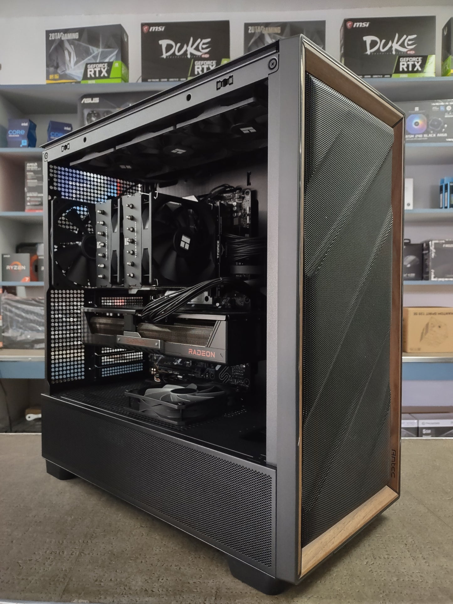 MysteryByte Enigma in the Flux w/ Wood – Ryzen 7 9800X3D Gaming Workstation PC