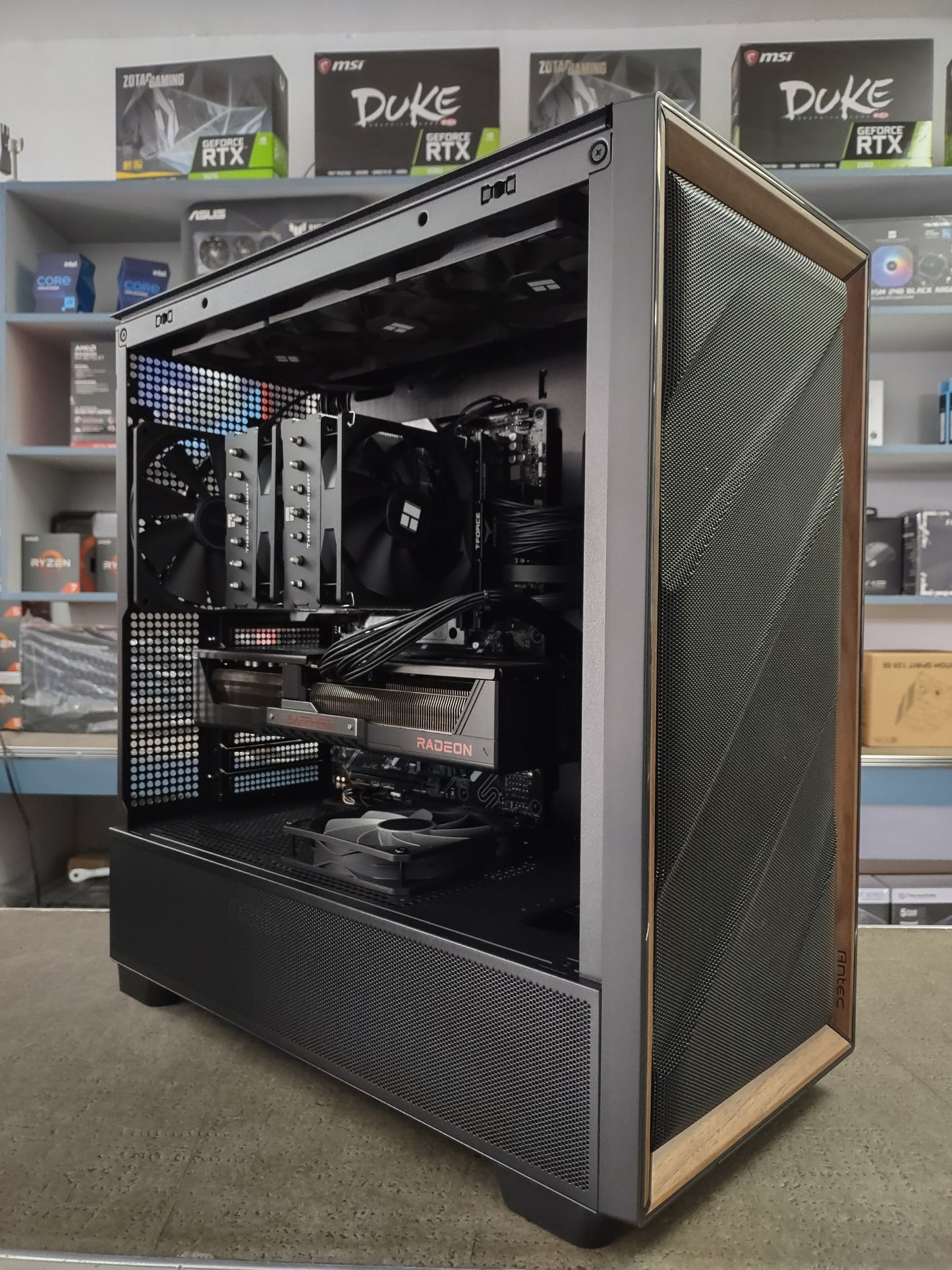 MysteryByte Enigma in the Flux w/ Wood – Ryzen 7 9800X3D Gaming Workstation PC